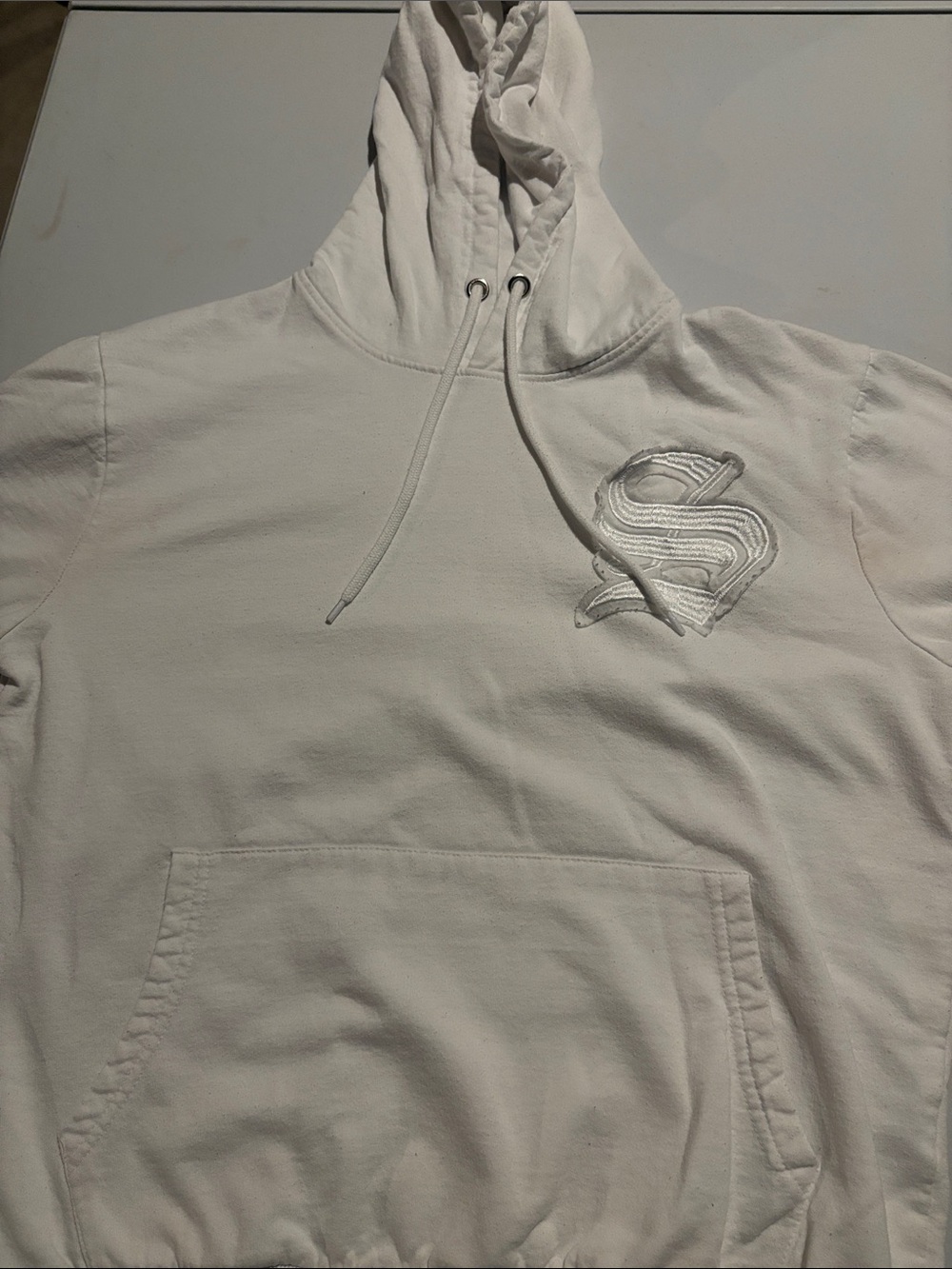 Seven Souls White Embroidered 'S' Logo Hoodie
